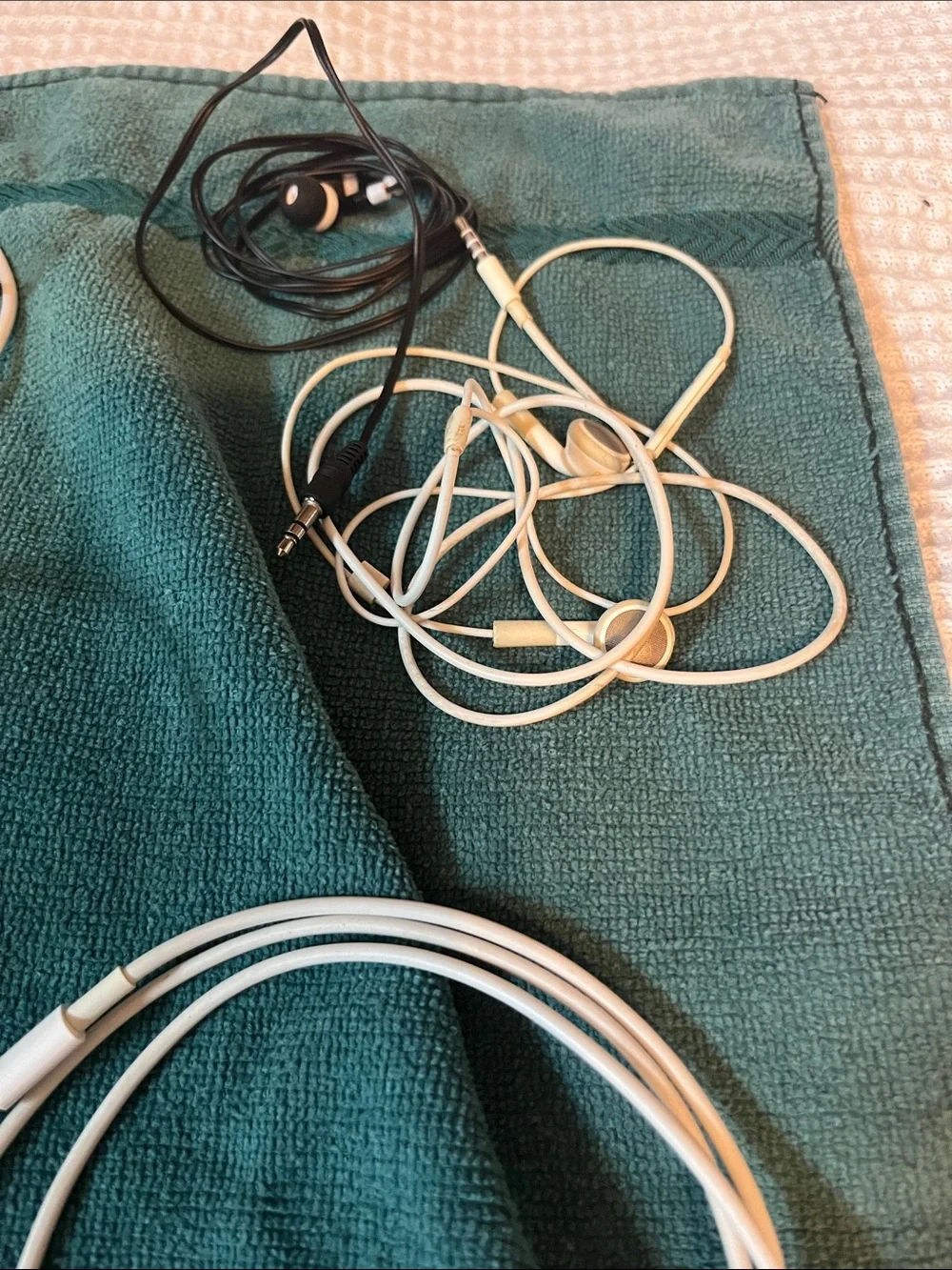 Mixed Charging & Audio Cables - Red and White - Most from I Phone 13.